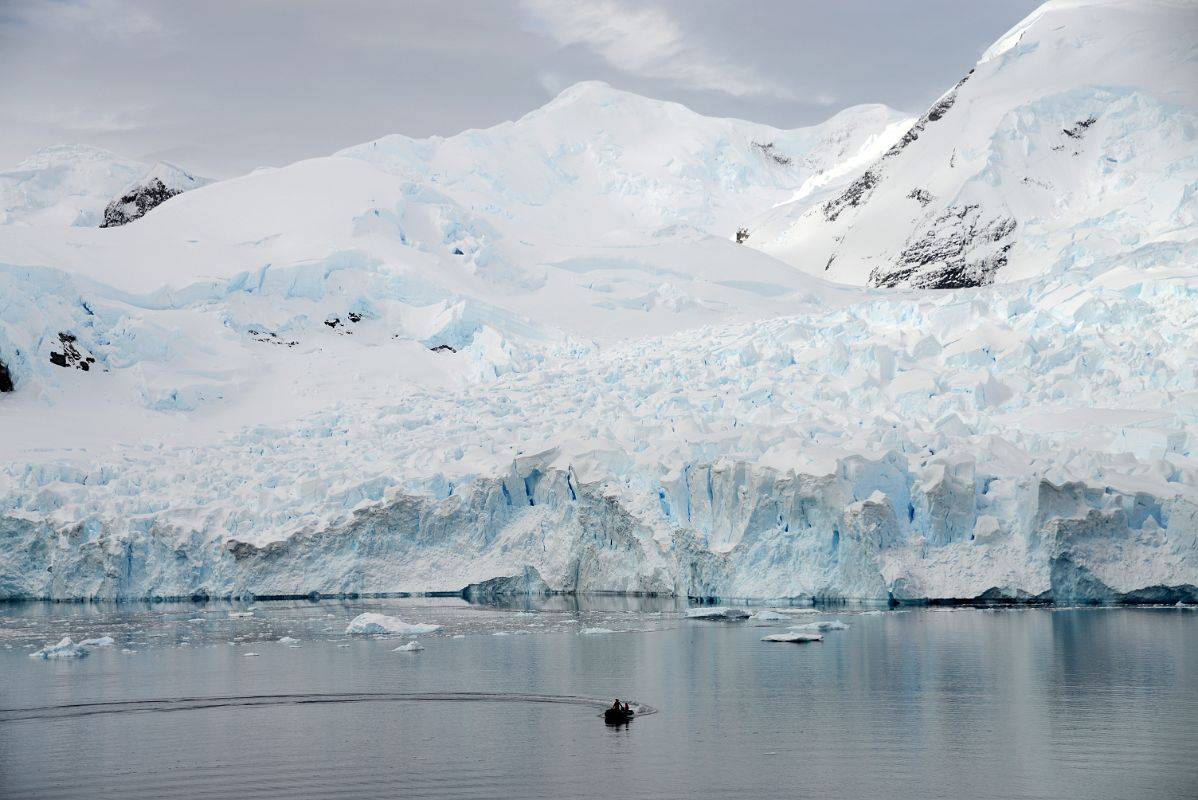 03B Preparing To Launch Zodiacs With Astudillo Glacier Below Dallmeyer Peak At Almirante Brown Station From Quark Expeditions Antarctica Cruise Ship